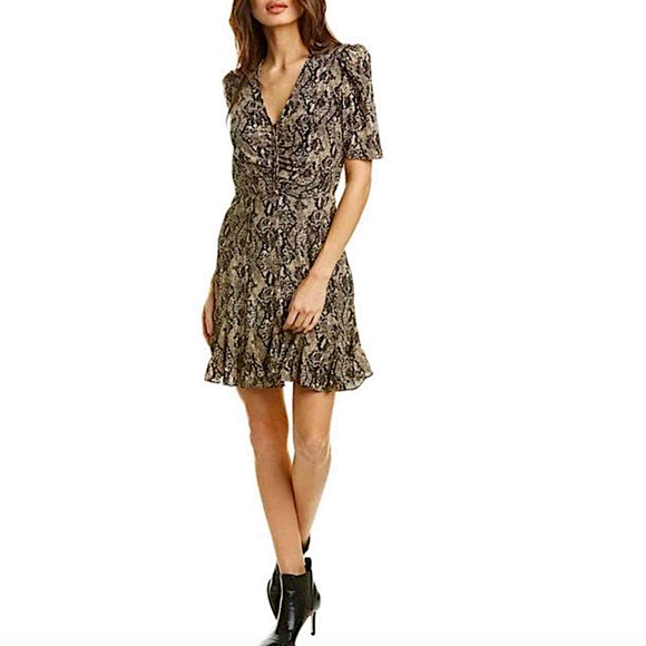 Veronica Beard 'Ried' Python Print Silk Mini-Dress, Black Multi - Picture 2 of 14